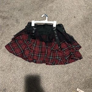black and red plaid emo skirt